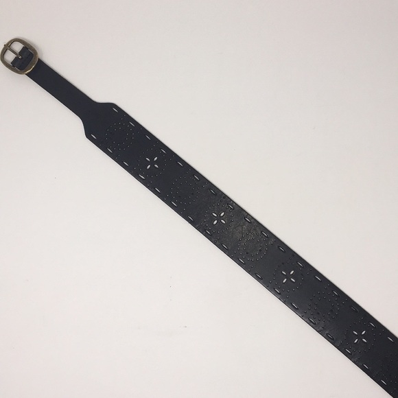 LINEA PELLE wide black punched leather belt - Picture 5 of 11